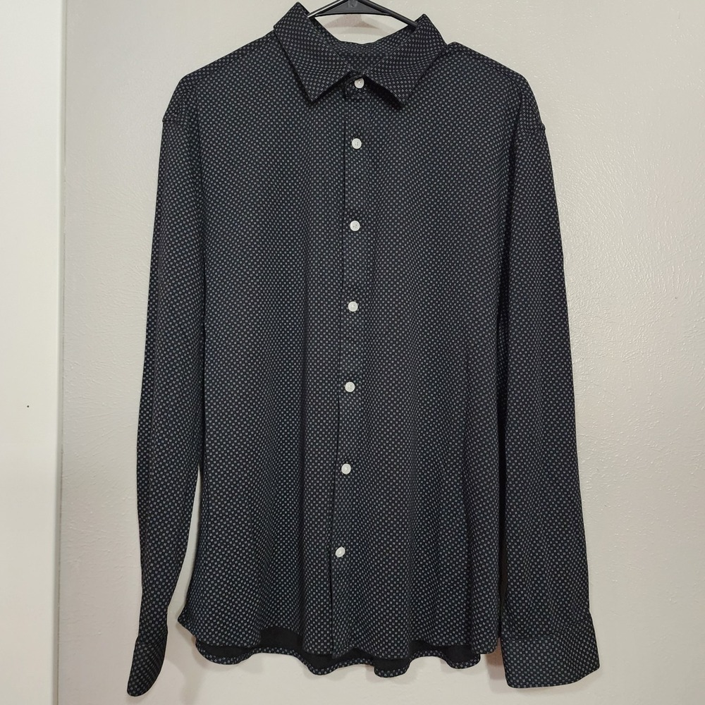 Express Mens Shirt Long Sleeve Button Down XL Black Geometric Print